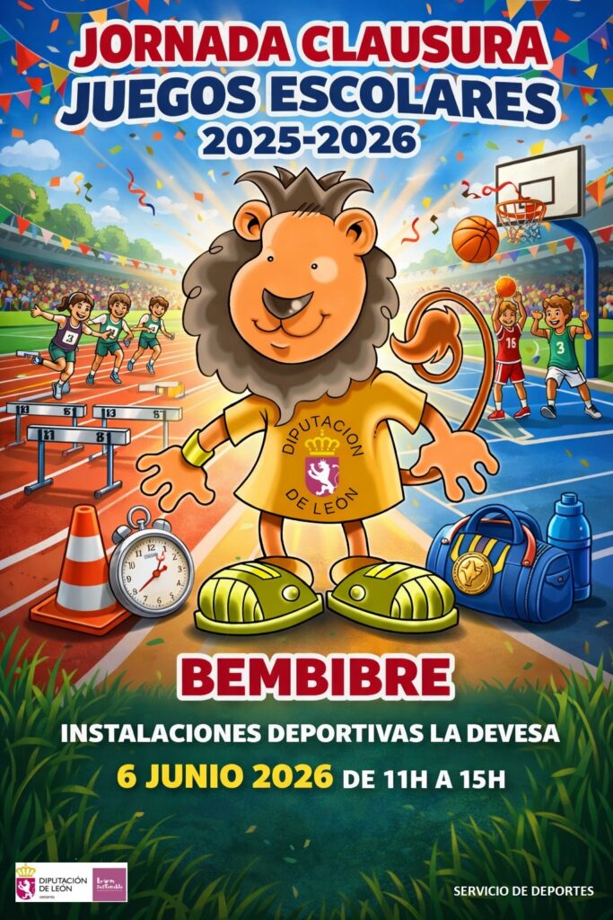 Cartel anunciador de la clausura de los Juegos Escolares en Bembibre