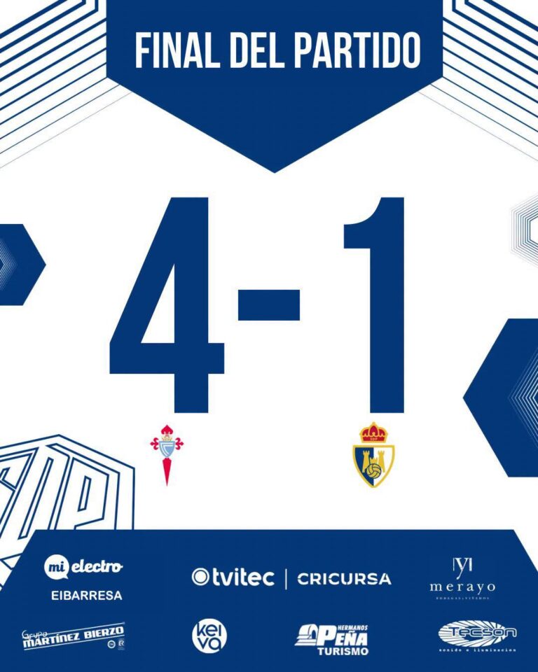 Marcador final del Celta Fortuna 4-1 SD Ponferradina en el partido disputado en Balaídos.
