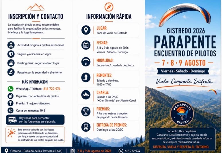 Encuentro de Pilotos de Parapente Gistredo 2026