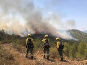 Bomberos forestales preparados para intervenir en un incendio