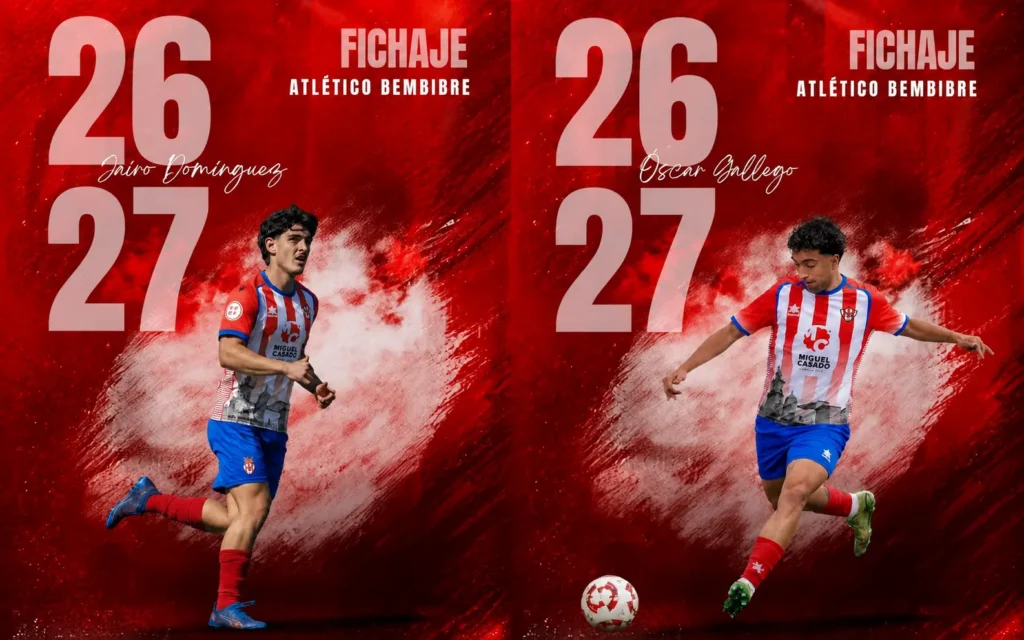 Jairo Domínguez y Óscar Gallego, nuevos fichajes del Atlético Bembibre para la temporada 2026/27.