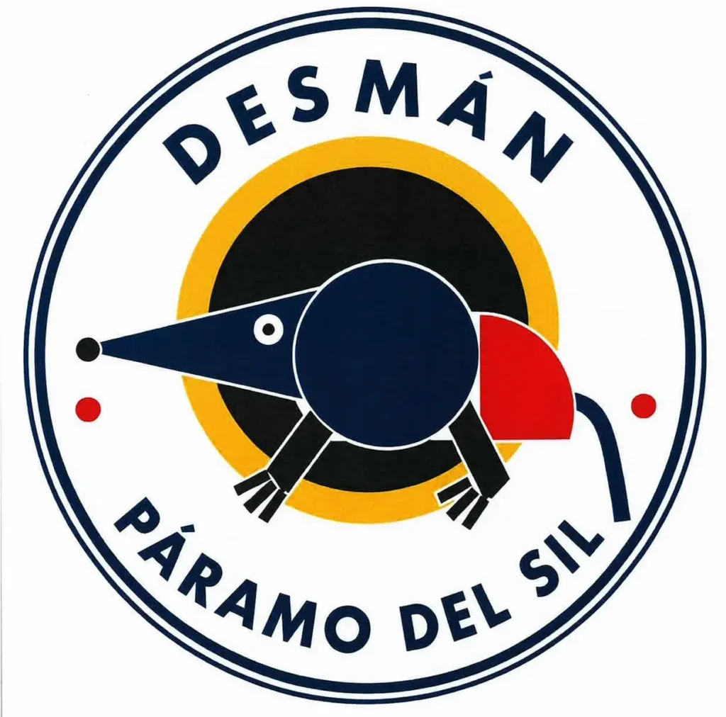 Logotipo de DESMAN Páramo del Sil con la figura de un desmán sobre un eclipse solar.